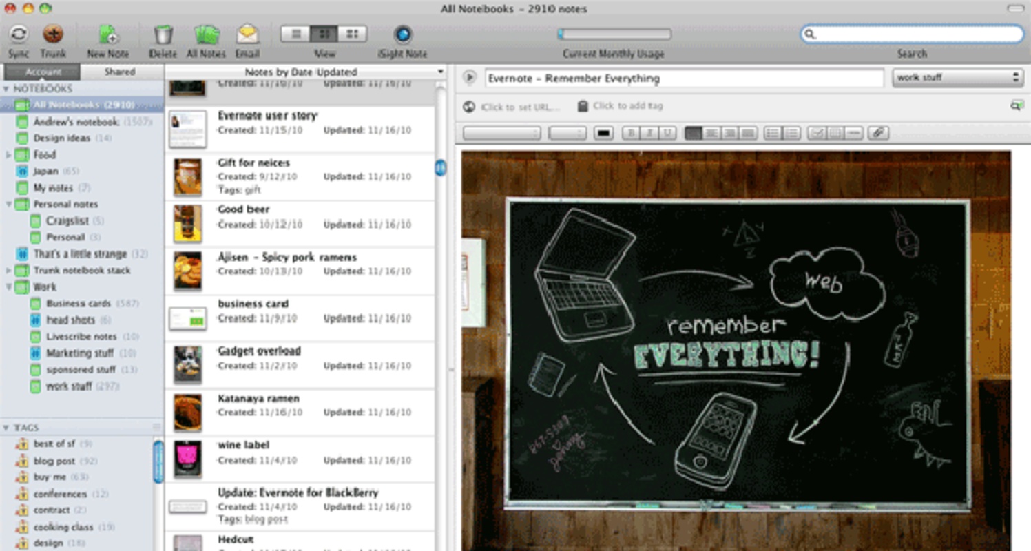 Evernote 10.81.4 feature