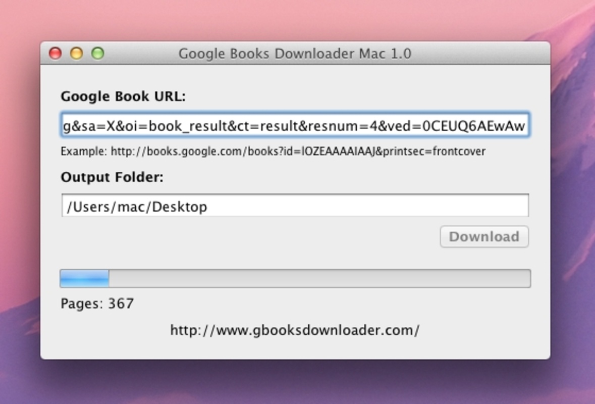 Google Books Downloader 1.0 for Mac Screenshot 1