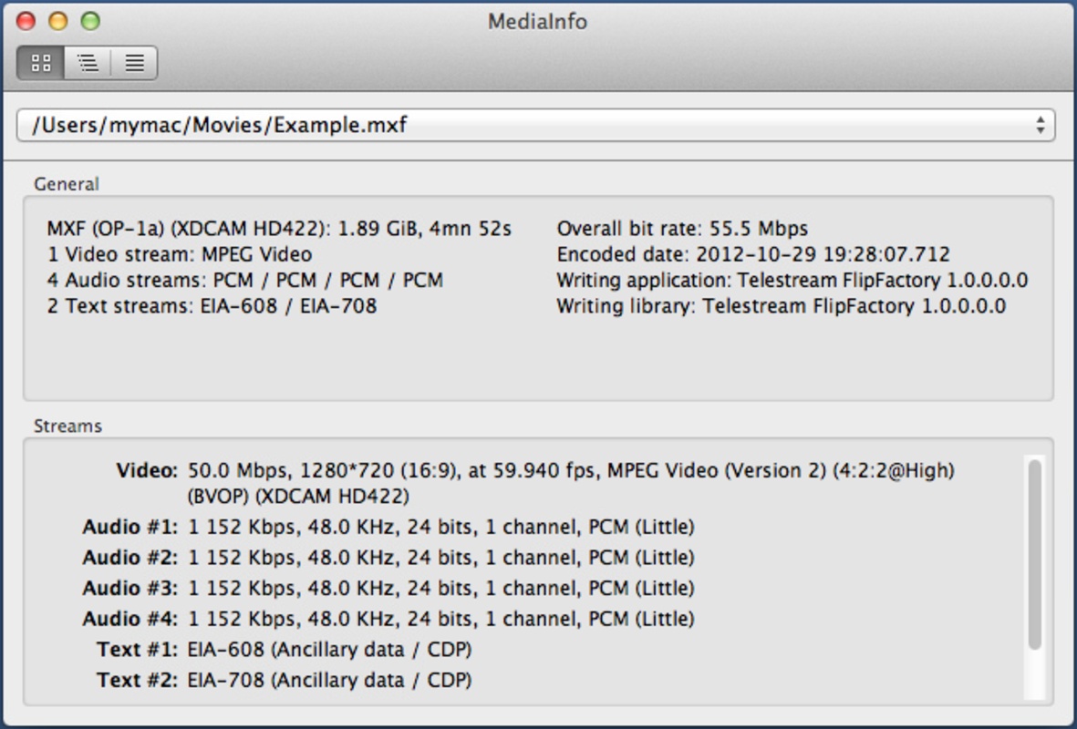 MediaInfo 24.01 for Mac Screenshot 1