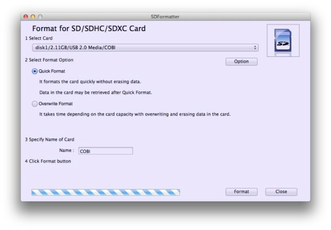 SD Formatter 5.0.1 for Mac Screenshot 1