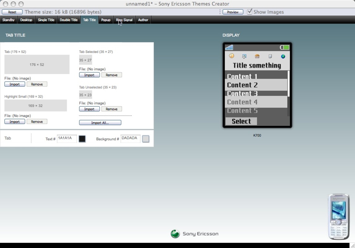 Sony Ericsson Themes Creator 4.16 for Mac Screenshot 5