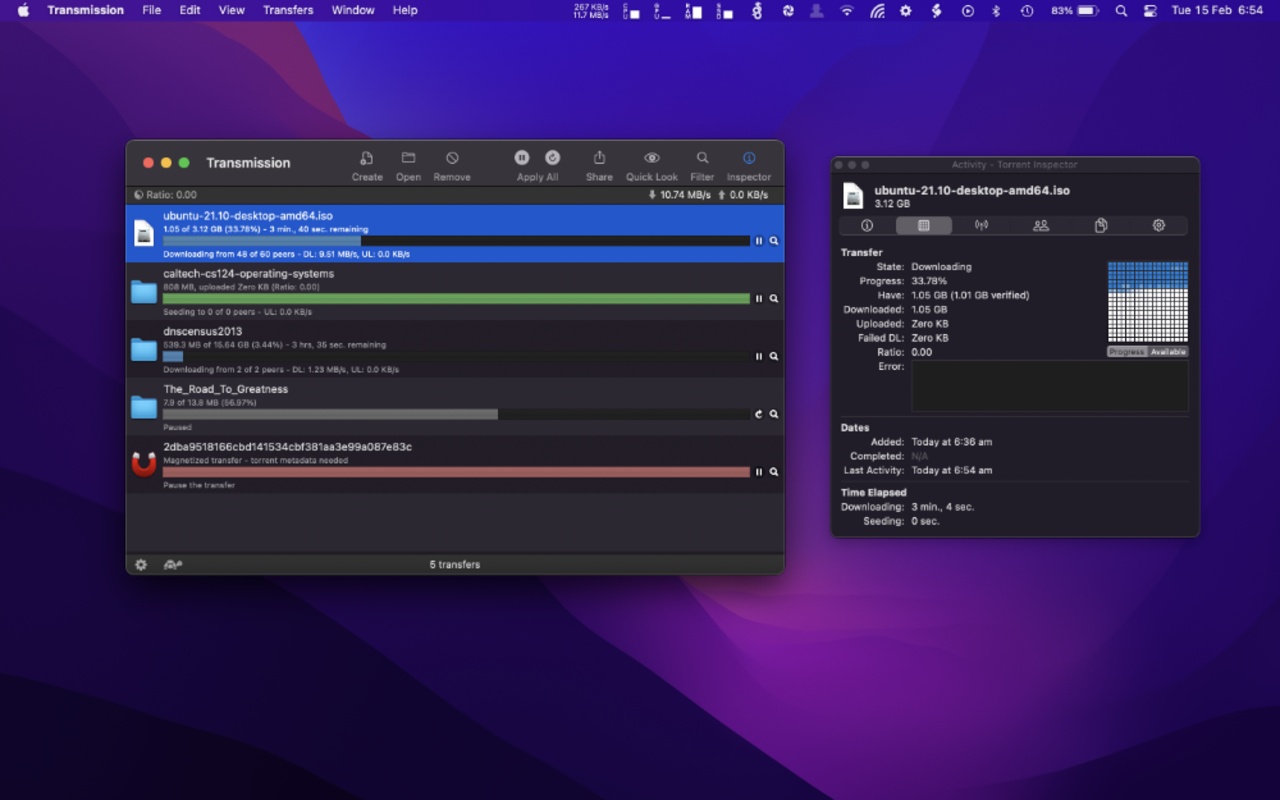 Transmission 4.0.4 for Mac Screenshot 1