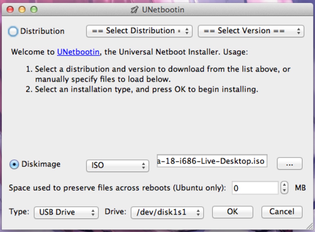 UNetbootin 702 for Mac Screenshot 1