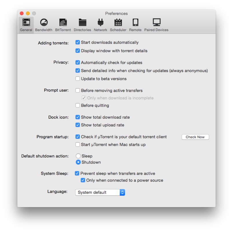uTorrent 1.8.7 for Mac Screenshot 9