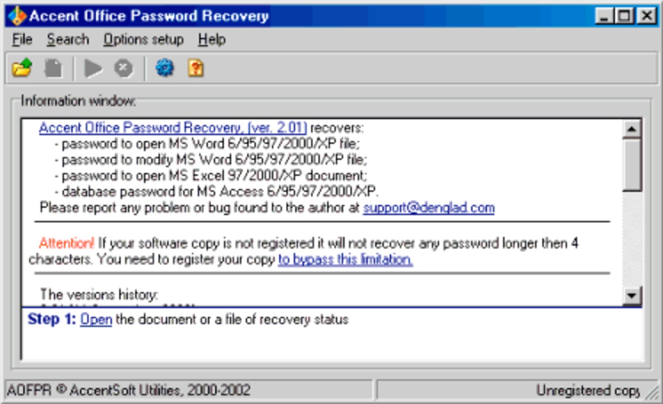 Accent Office Password Recovery 23.03 feature