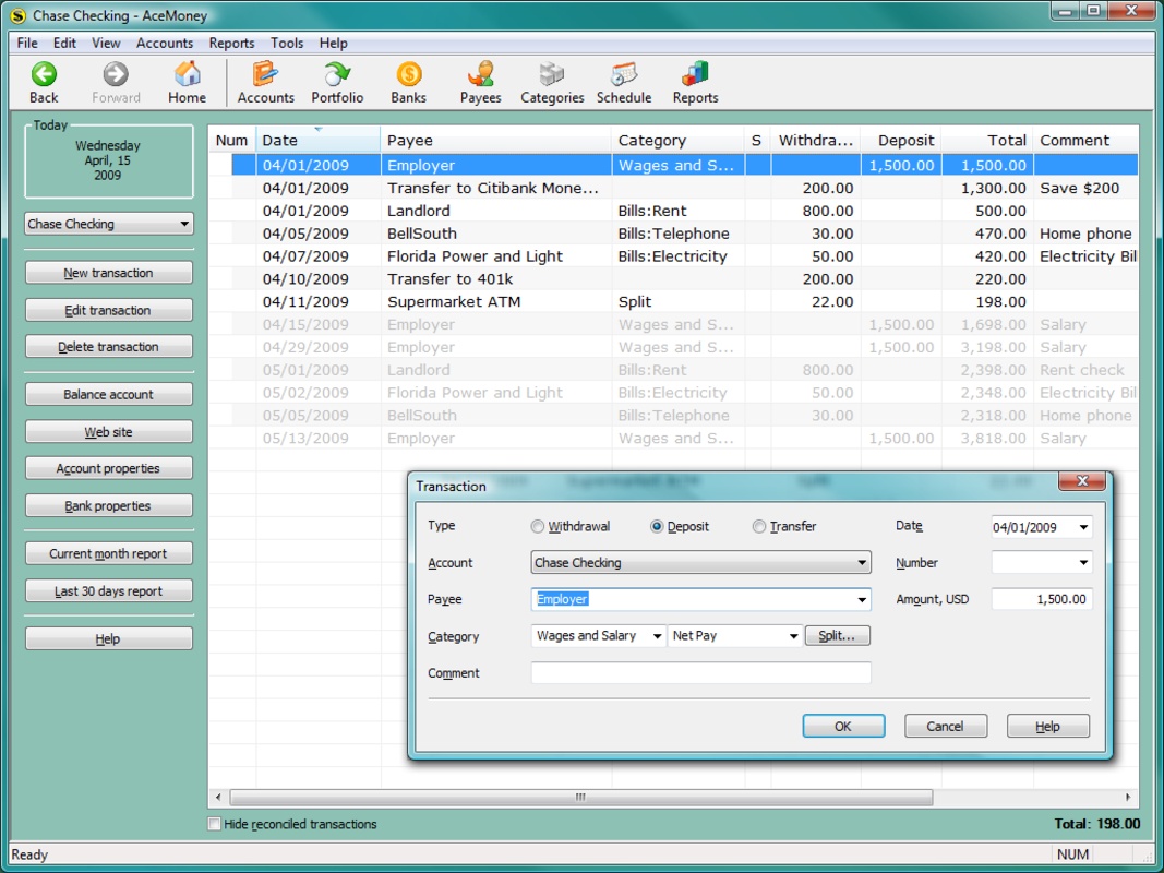 AceMoney Lite 4.35 for Windows Screenshot 3