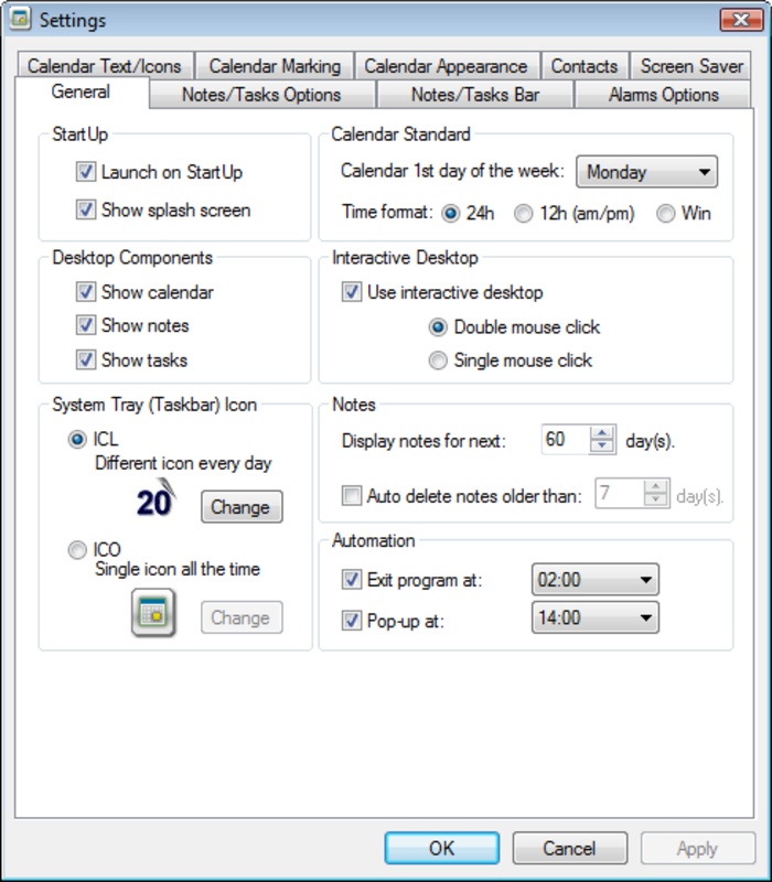 Active Desktop Calendar 7.96 feature