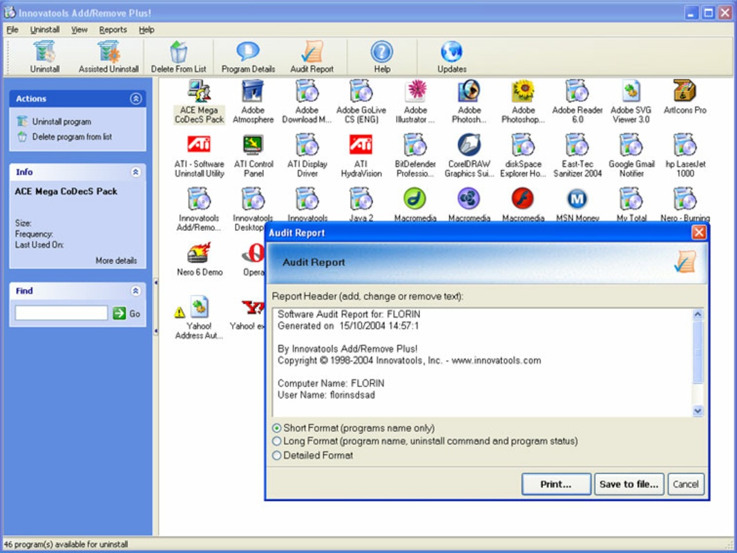 Add Remove Plus 2006 5.1 for Windows Screenshot 1