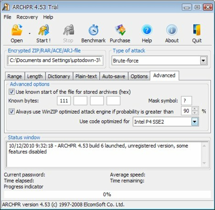 Advanced Archive Password Recovery 4.54.110 for Windows Screenshot 1
