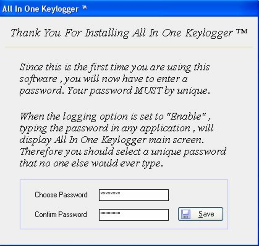 All in One keylogger 3.7 for Windows Screenshot 1