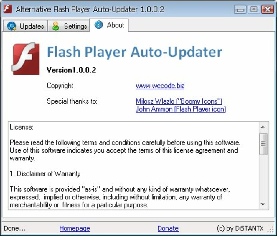 Alternative Flash Player Auto-Updater 1.0.0.2 for Windows Screenshot 1