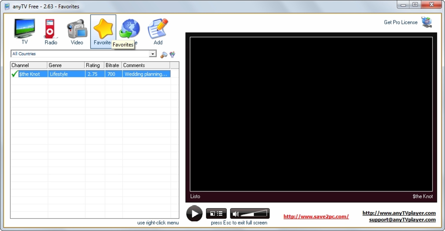 anyTV Free 2.63 for Windows Screenshot 1