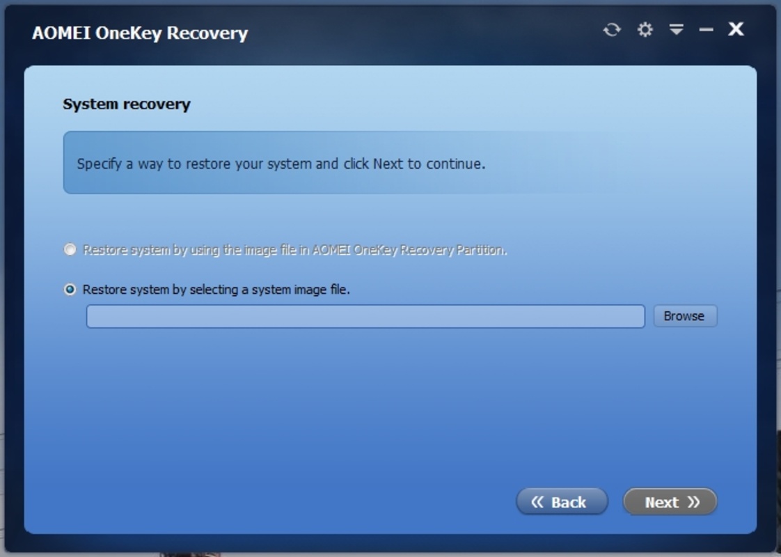 AOMEI OneKey Recovery 1.7.1 feature