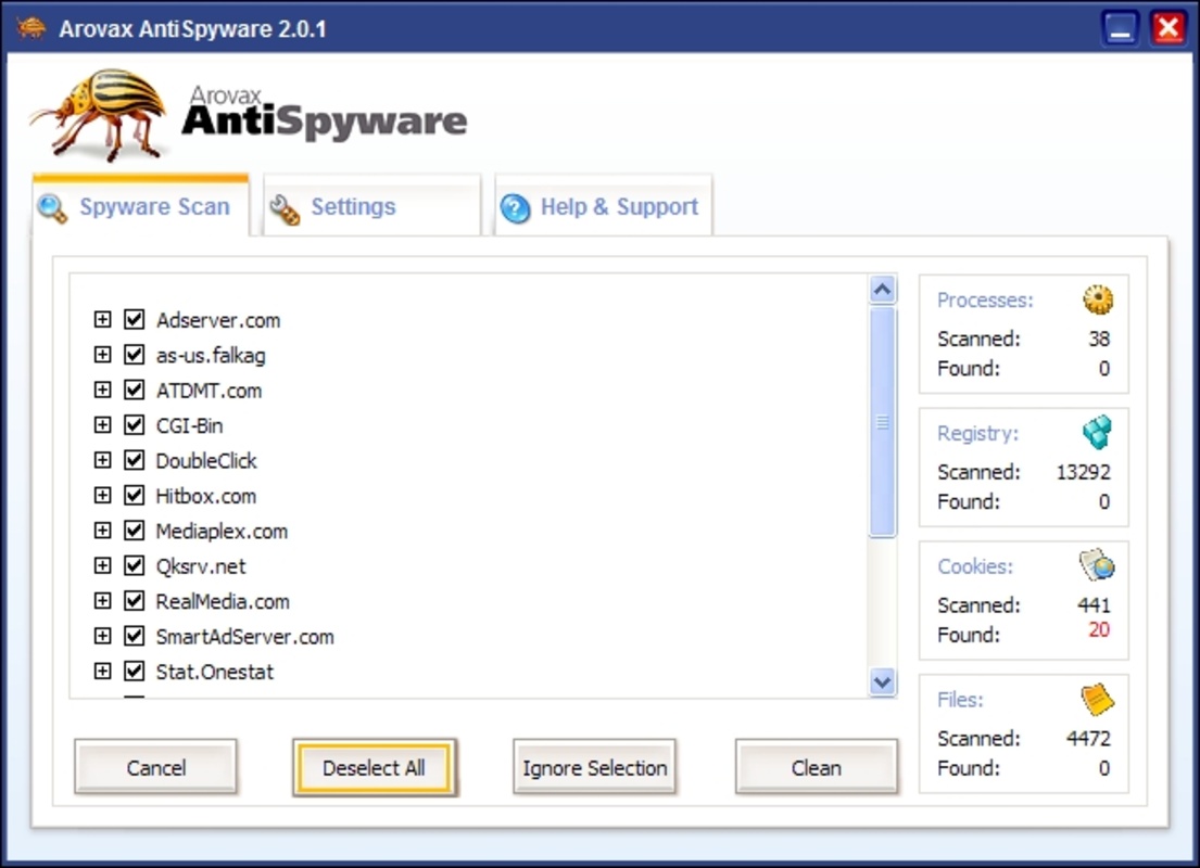 Arovax Antispyware 2.1.153 for Windows Screenshot 1