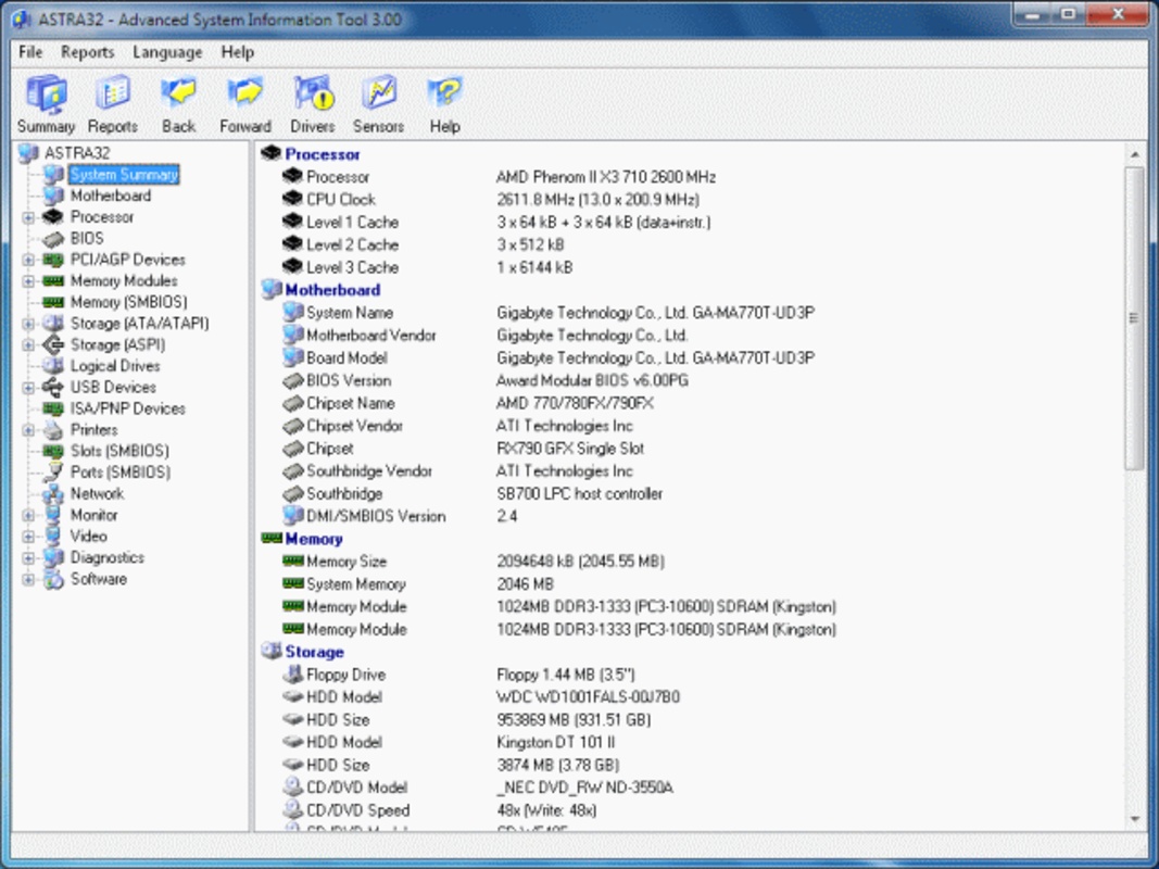 ASTRA32 Advanced System Info 3.40 for Windows Screenshot 1