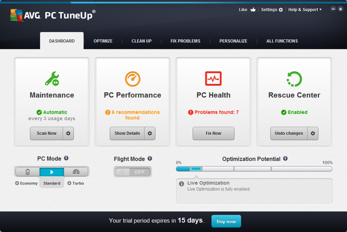 AVG PC TuneUp 23.4.15592 feature