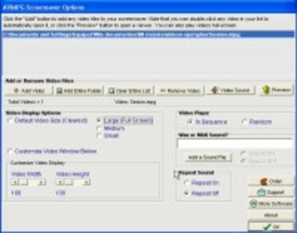 AVI-MPG-WMV Screensaver 3.26 feature