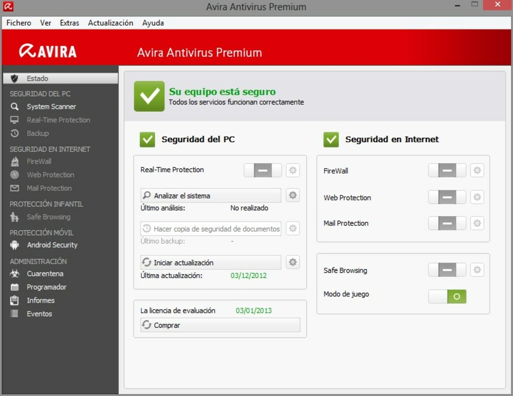 Avira Antivirus Premium 2013 for Windows Screenshot 1