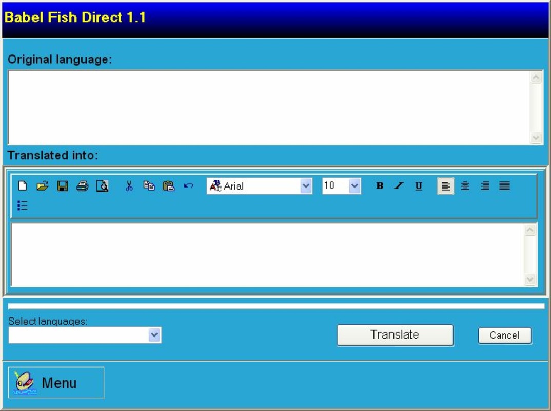 Babel Fish Direct 1.1 for Windows Screenshot 1