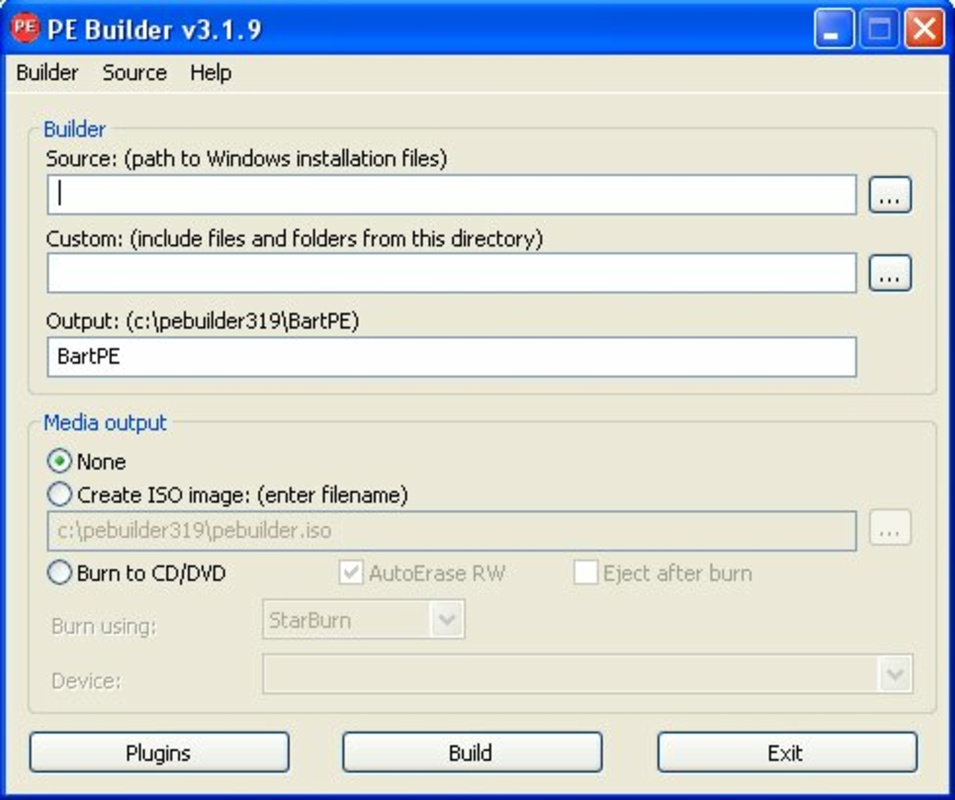 Barts PE Builder 3.1.10a for Windows Screenshot 1