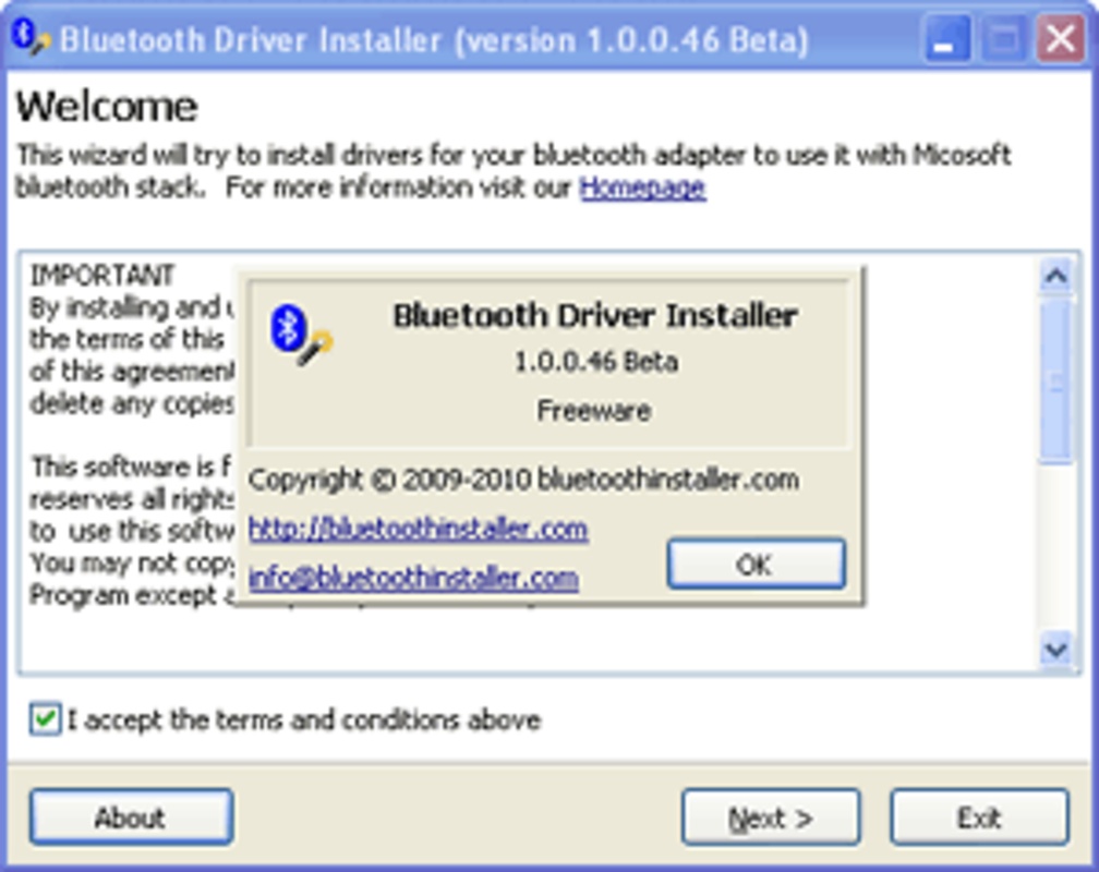Bluetooth Driver Installer 1.0.0.151 for Windows Screenshot 1