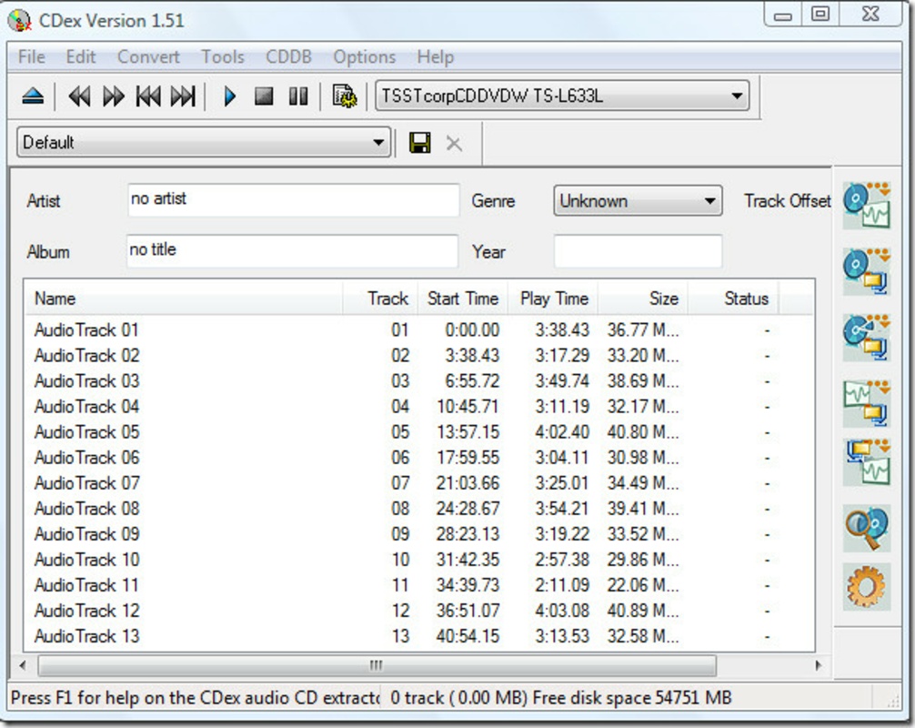 Cdex 2.05 for Windows Screenshot 1