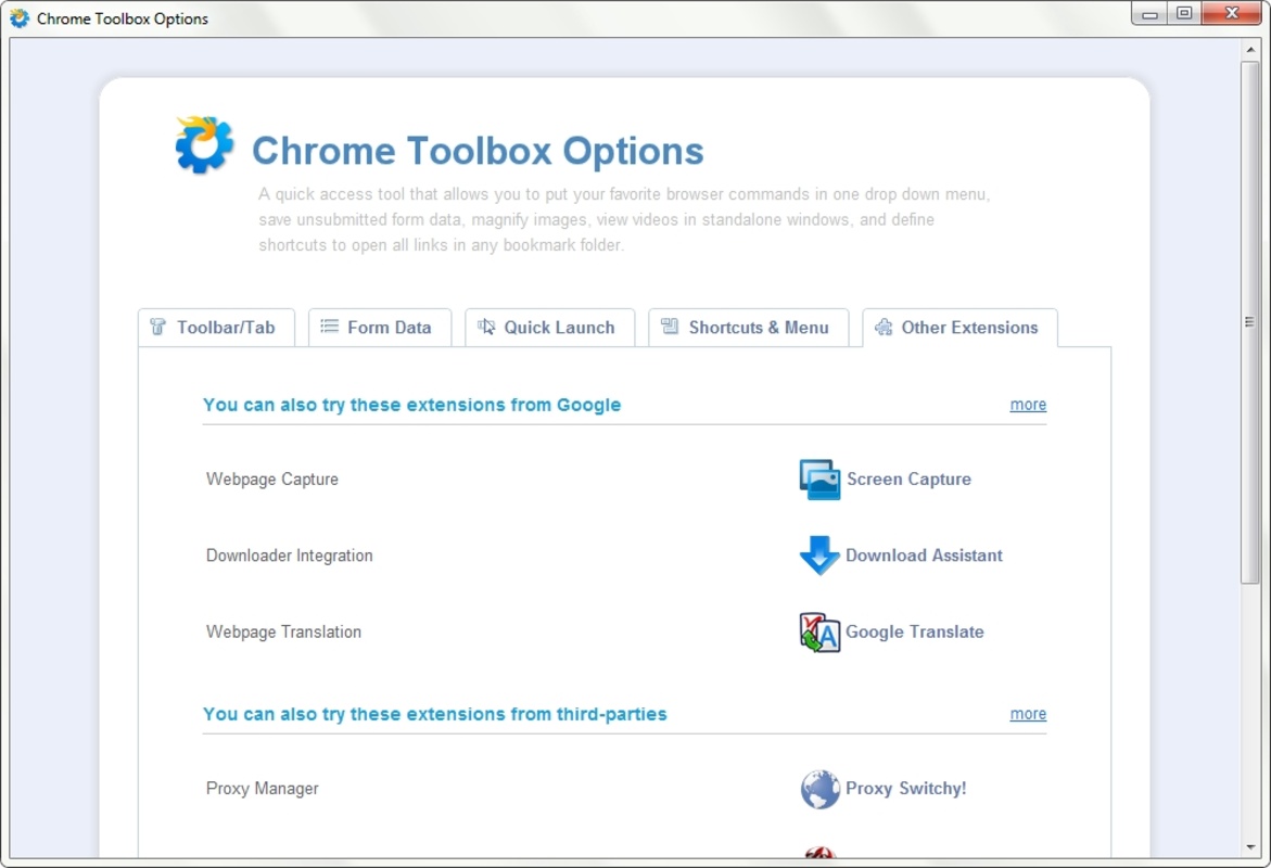 Chrome Toolbox 1.0.22 for Windows Screenshot 1