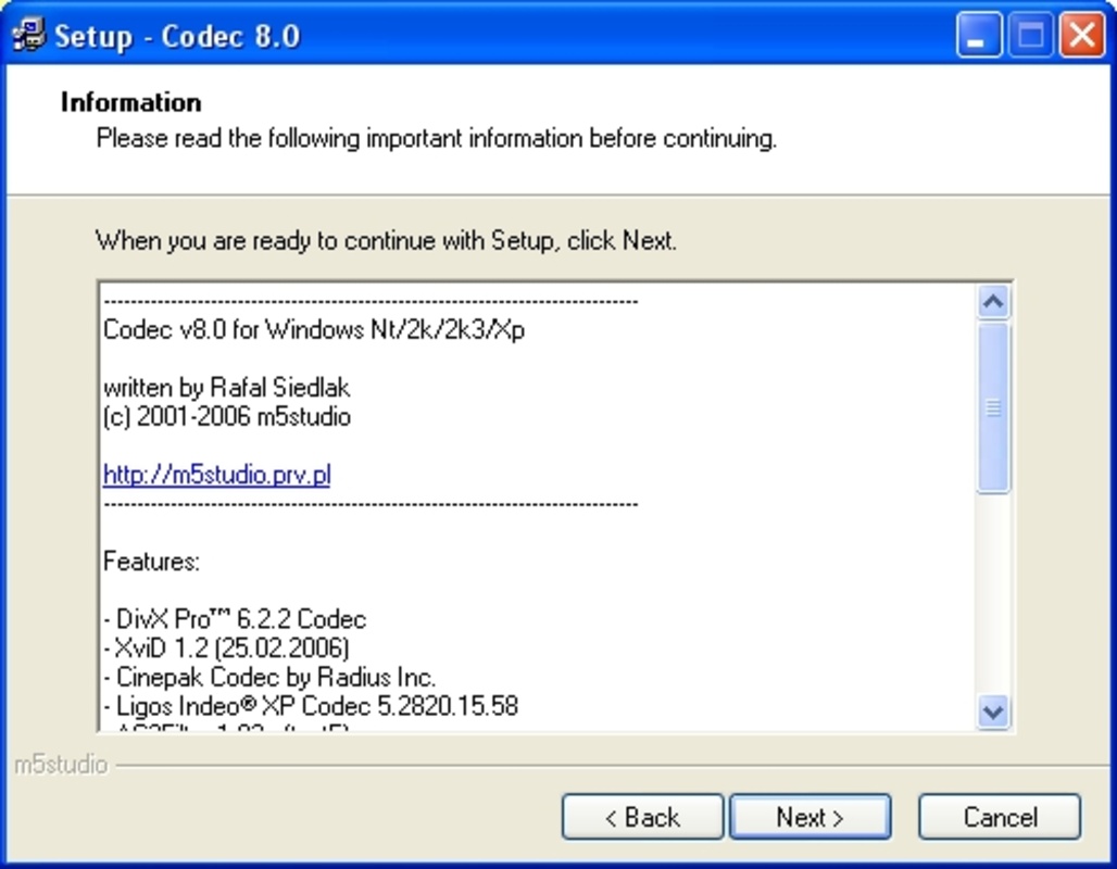 Codec 8.3p for Windows Screenshot 1