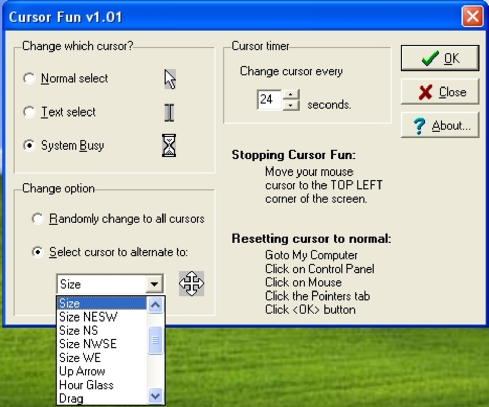 Cursor Fun 1.01 for Windows Screenshot 1