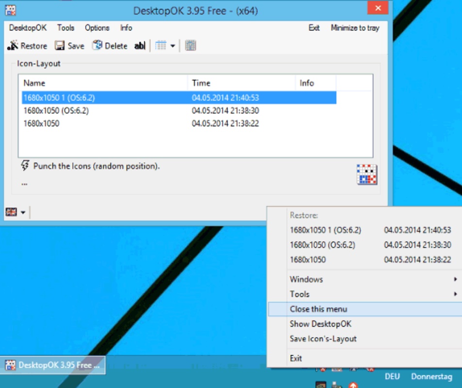 DesktopOK 11.18 for Windows Screenshot 1