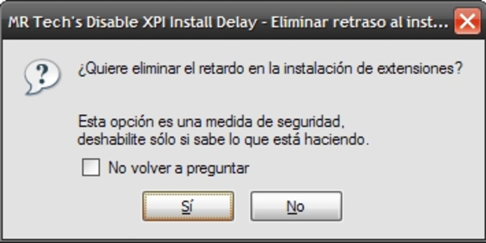 Disable XPI Install Delay 2.4.1 for Windows Screenshot 1