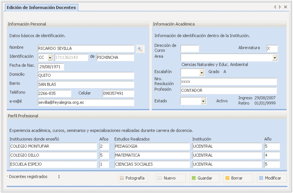DocCF-Software Gestion Escolar 2.7 for Windows Screenshot 1