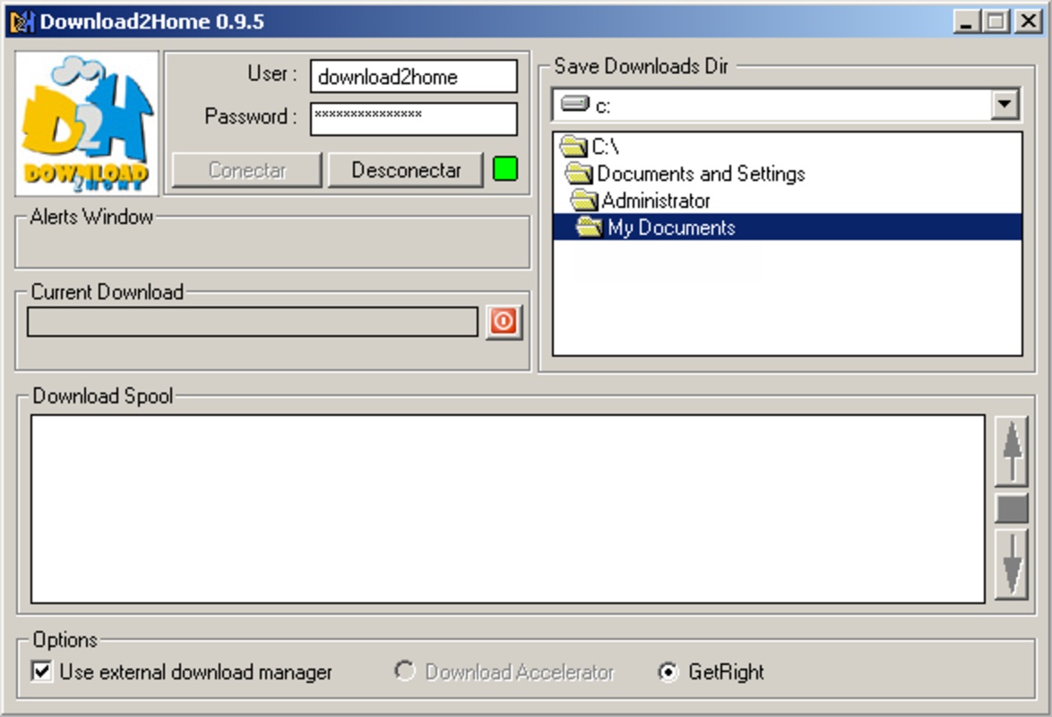 download2home 0.9.9 for Windows Screenshot 1