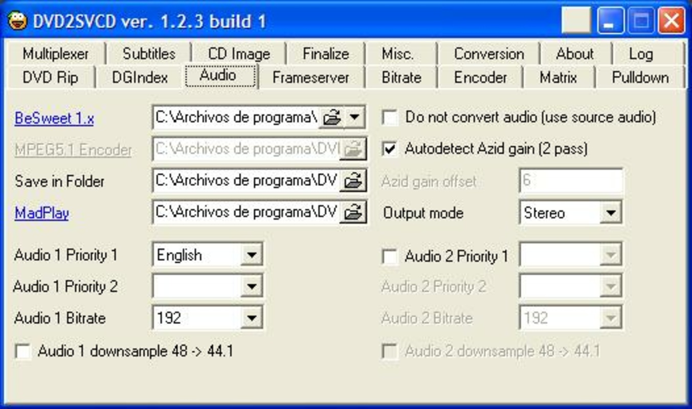 DVD2SVCD 1.2.3 Build 1 for Windows Screenshot 1