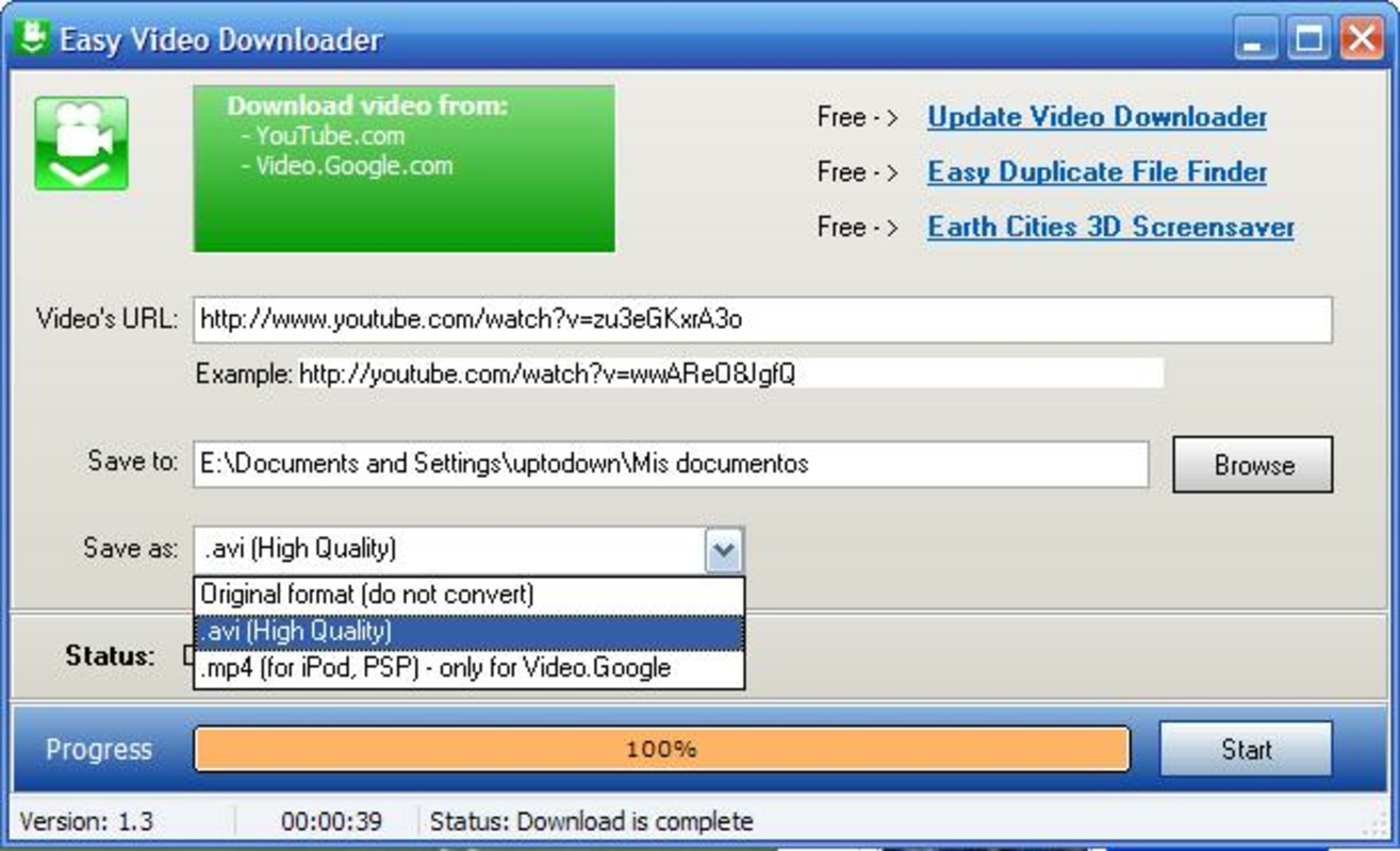 Easy Video Downloader 2.1 for Windows Screenshot 1