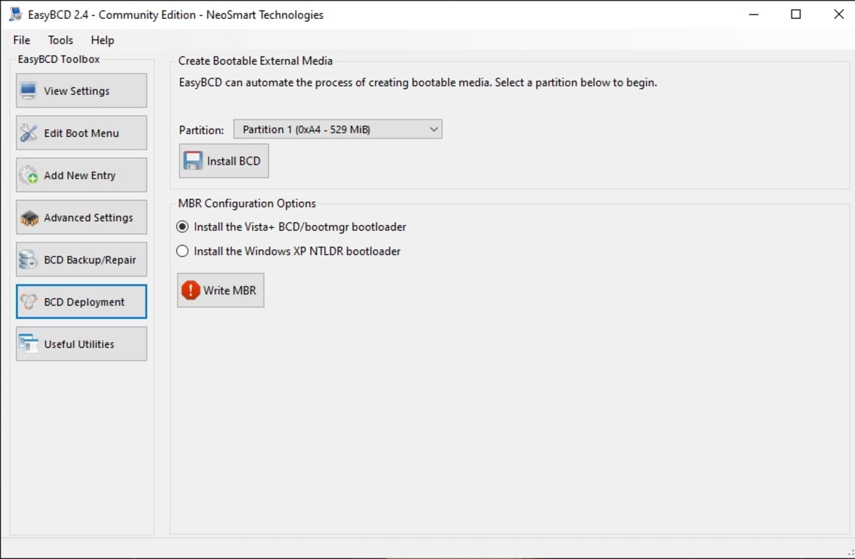 EasyBCD 2.4 for Windows Screenshot 2