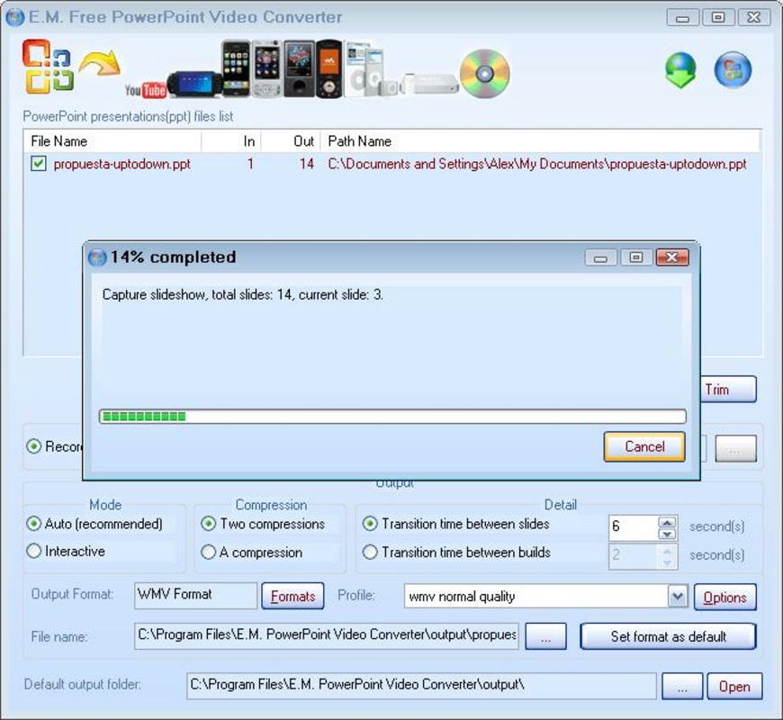 EM Free PowerPoint Video Converter 2.0 for Windows Screenshot 1