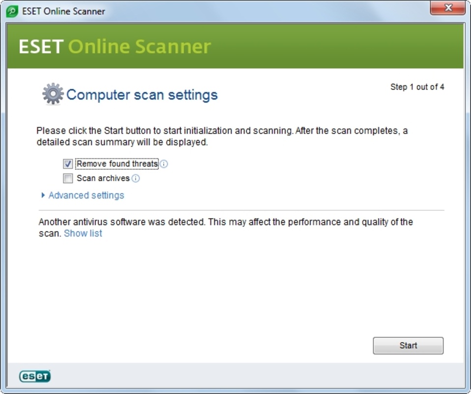 ESET Online Scanner 3.7.4.0 for Windows Screenshot 1