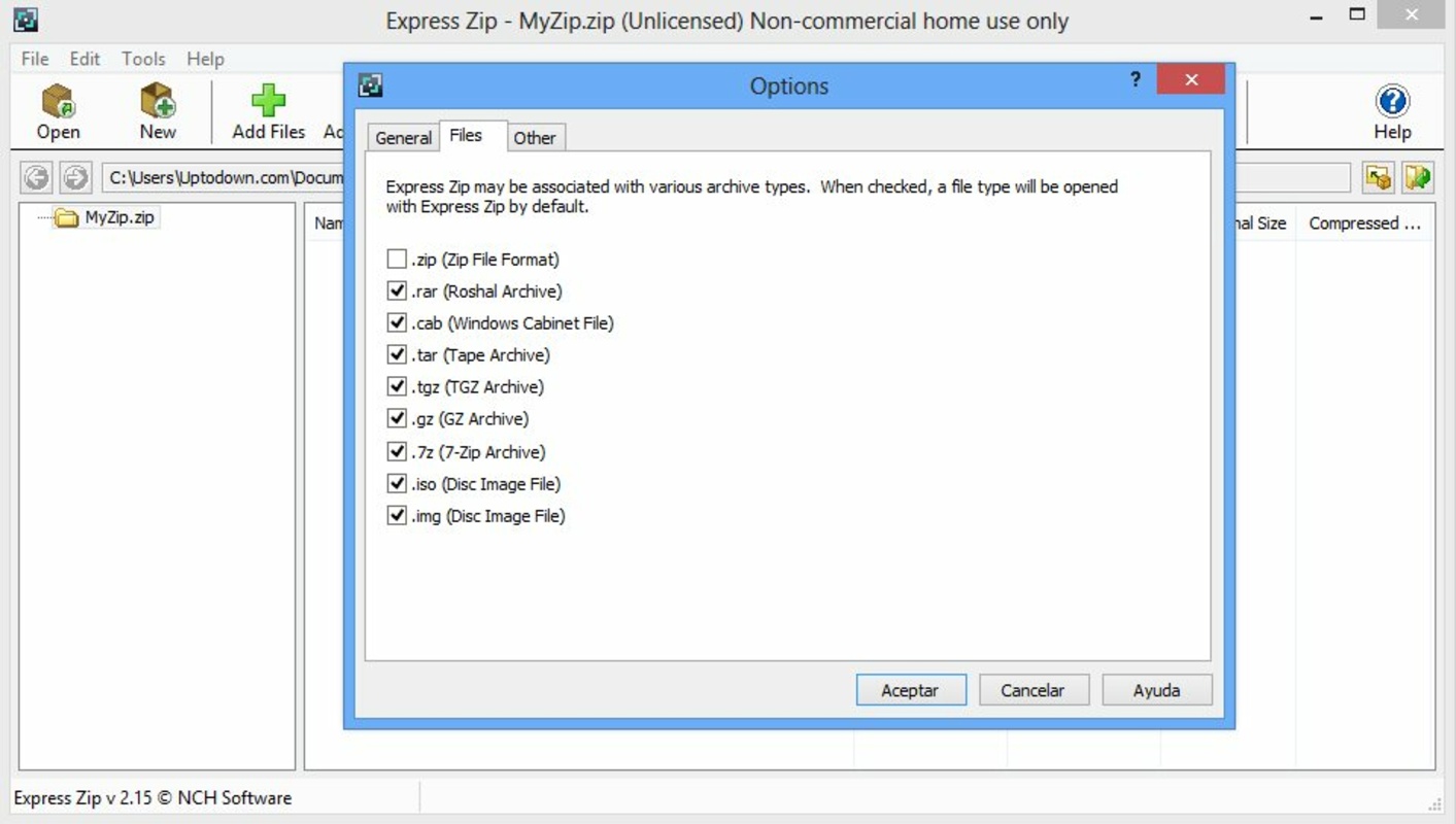 Express Zip Free Compression 11.06 feature
