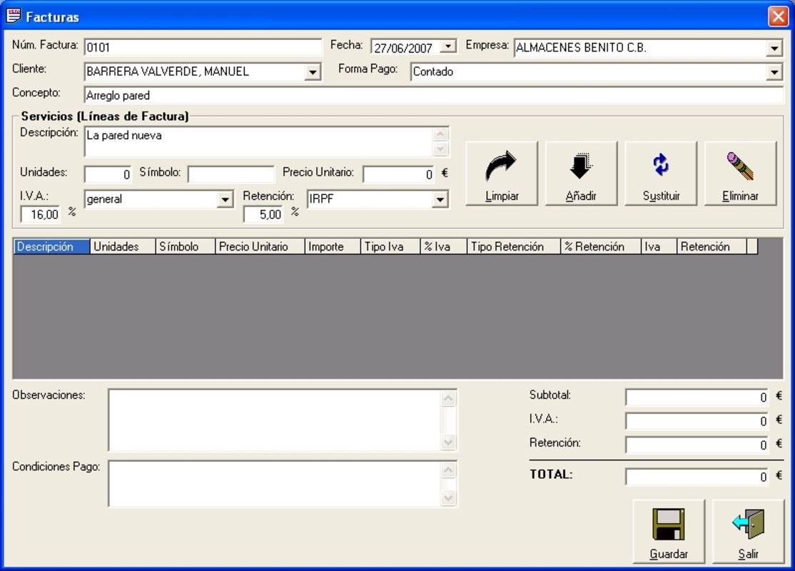 Factura Facil 2.0 for Windows Screenshot 1