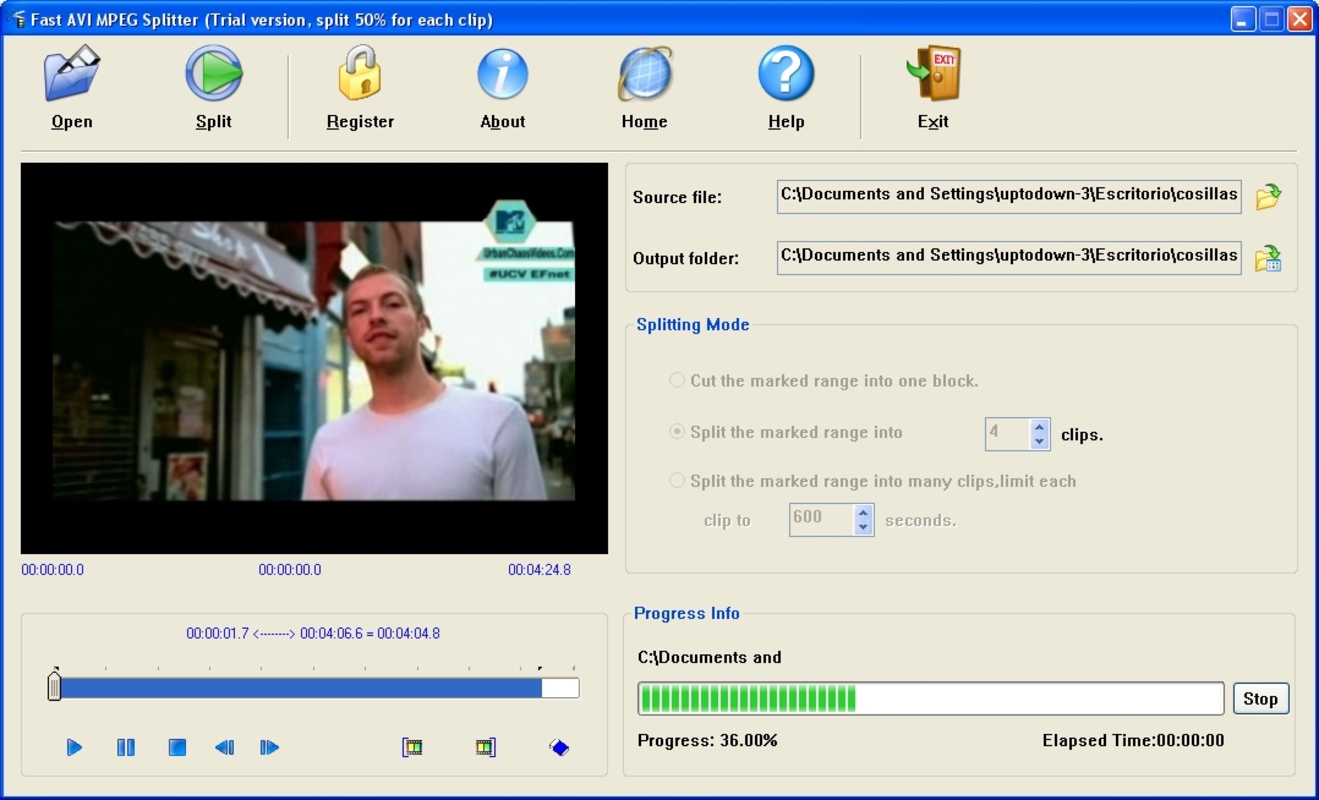 Fast AVI MPEG Splitter 1.0.2 for Windows Screenshot 1