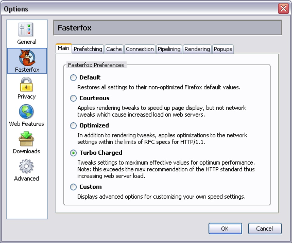 FasterFox 2.0.0 for Windows Screenshot 1