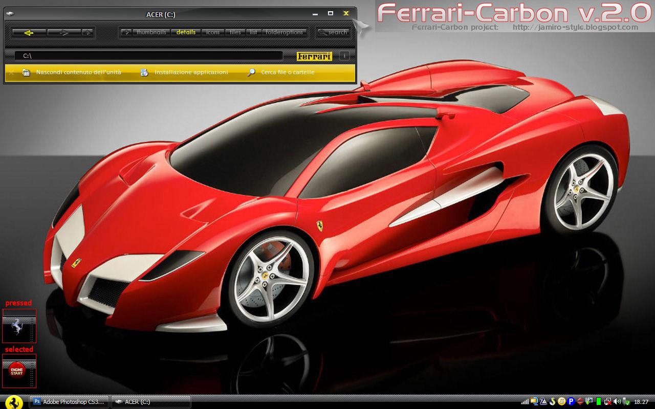 Ferrari Carbon Theme WinXP v. 2.0 feature