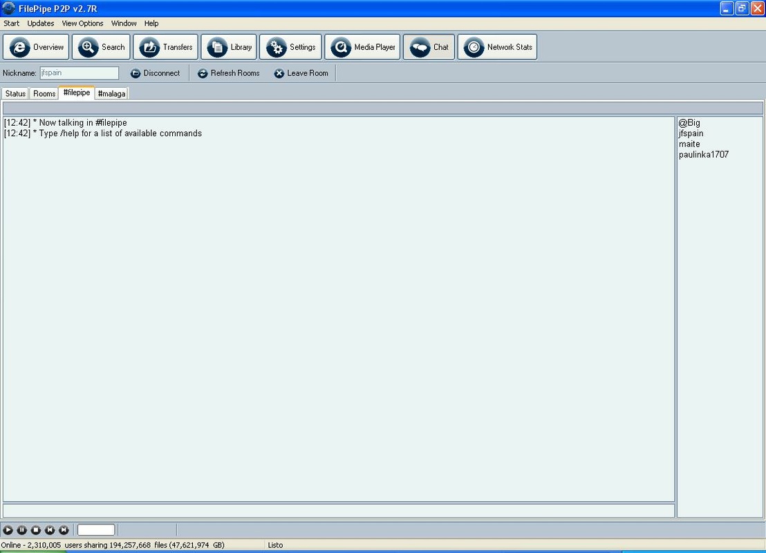 FilePipe P2P 2.7R for Windows Screenshot 1