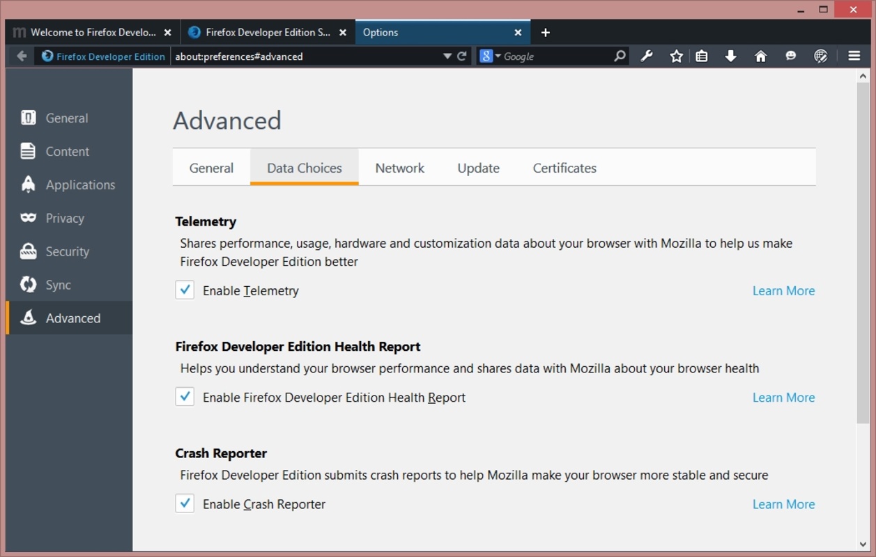 Firefox Developer Edition 125.0b1 for Windows Screenshot 1