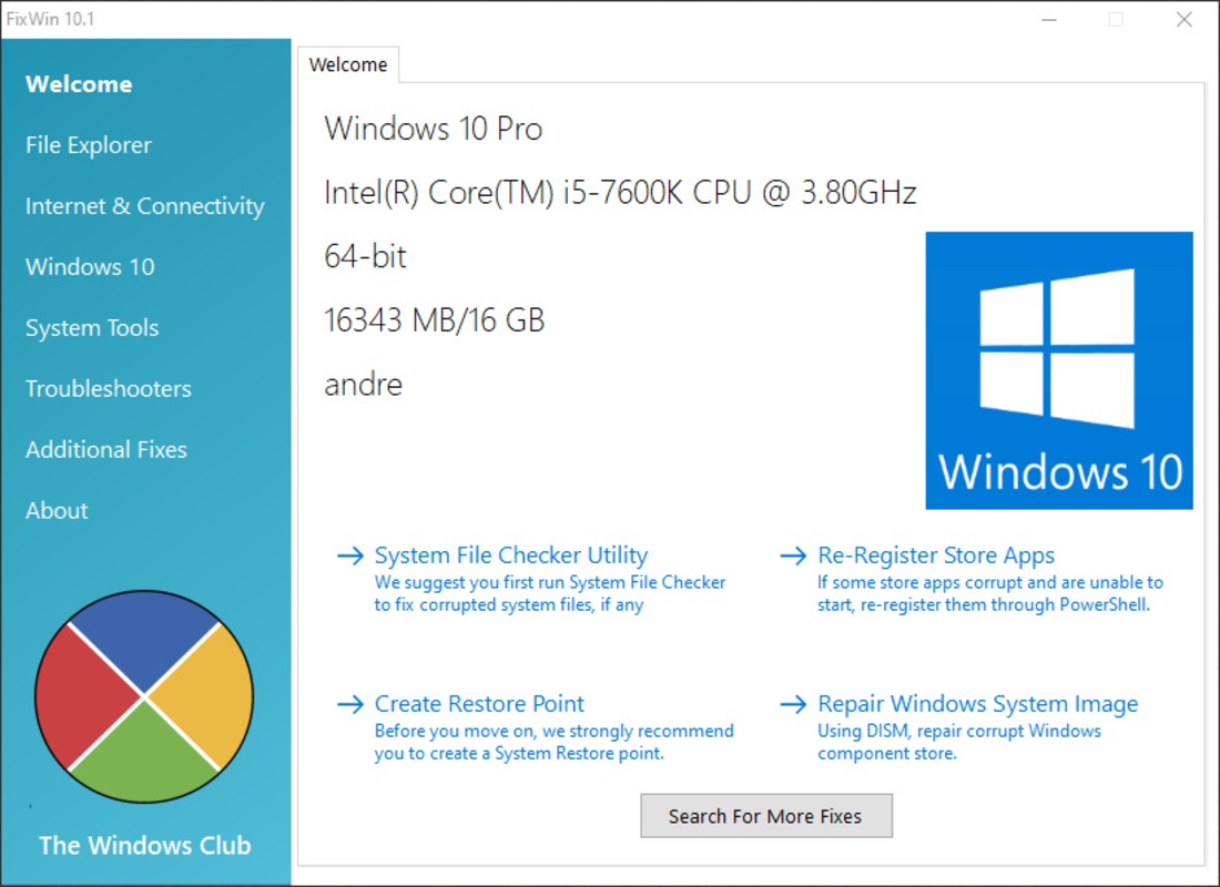 FixWin 10.2.2.0 for Windows Screenshot 1