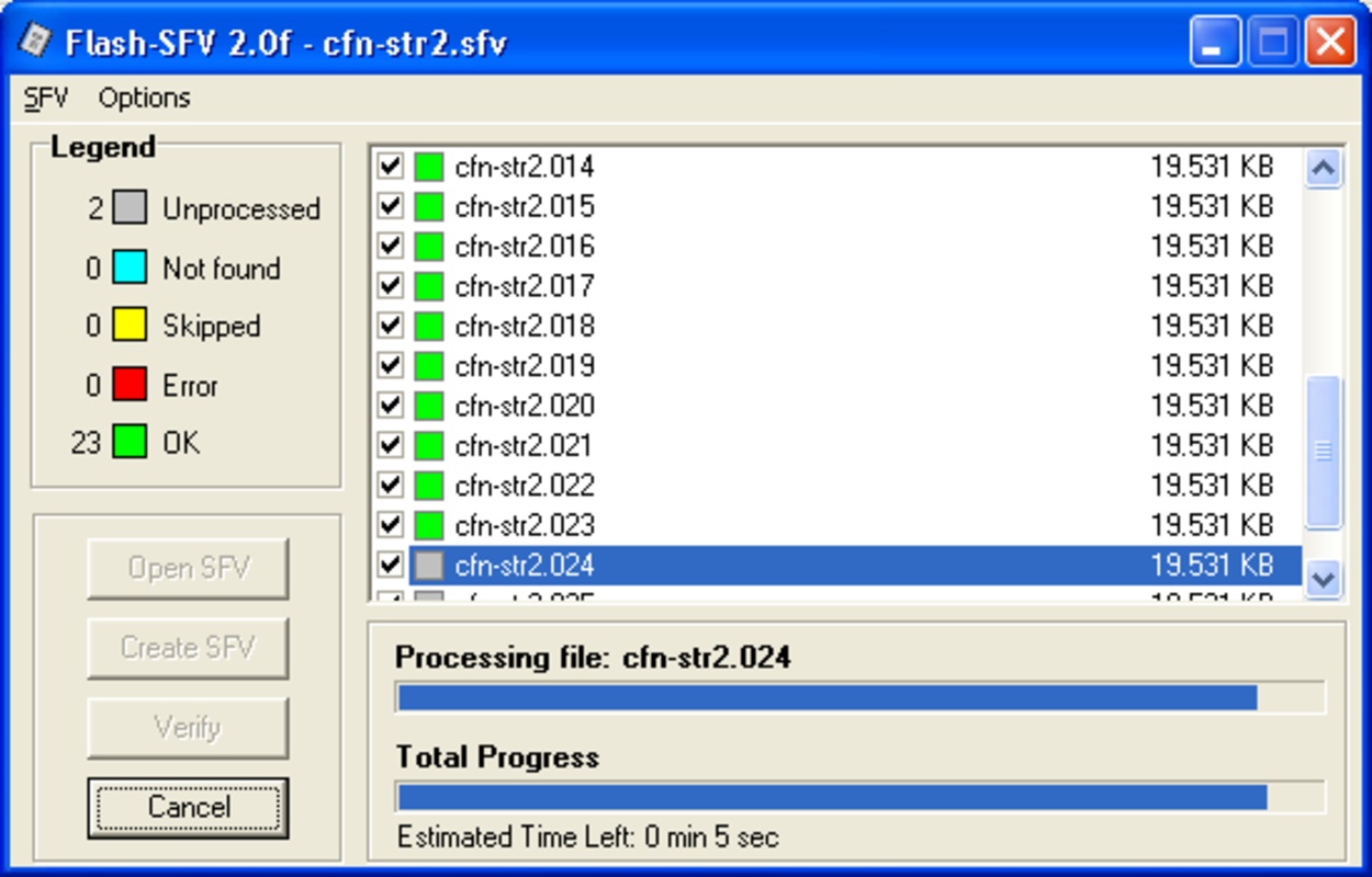 FlashSFV 2.0f for Windows Screenshot 1