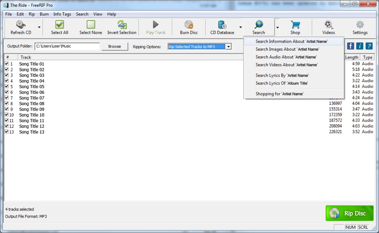FreeRIP MP3 5.5 for Windows Screenshot 1