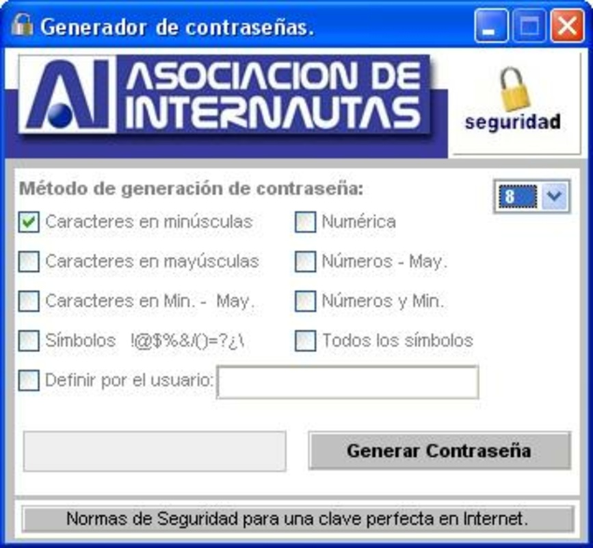 Generador de contrasenas 1.0 for Windows Screenshot 1