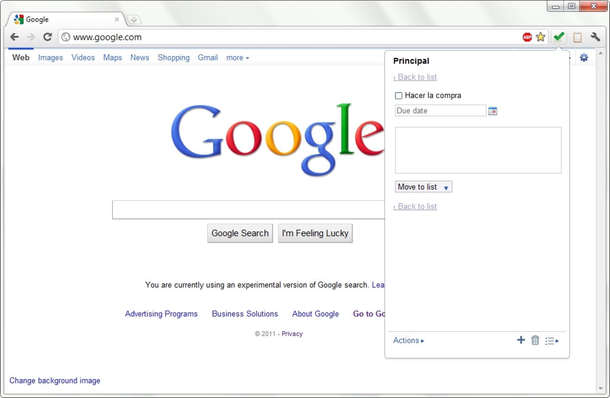 Google Tasks Chrome Extension feature